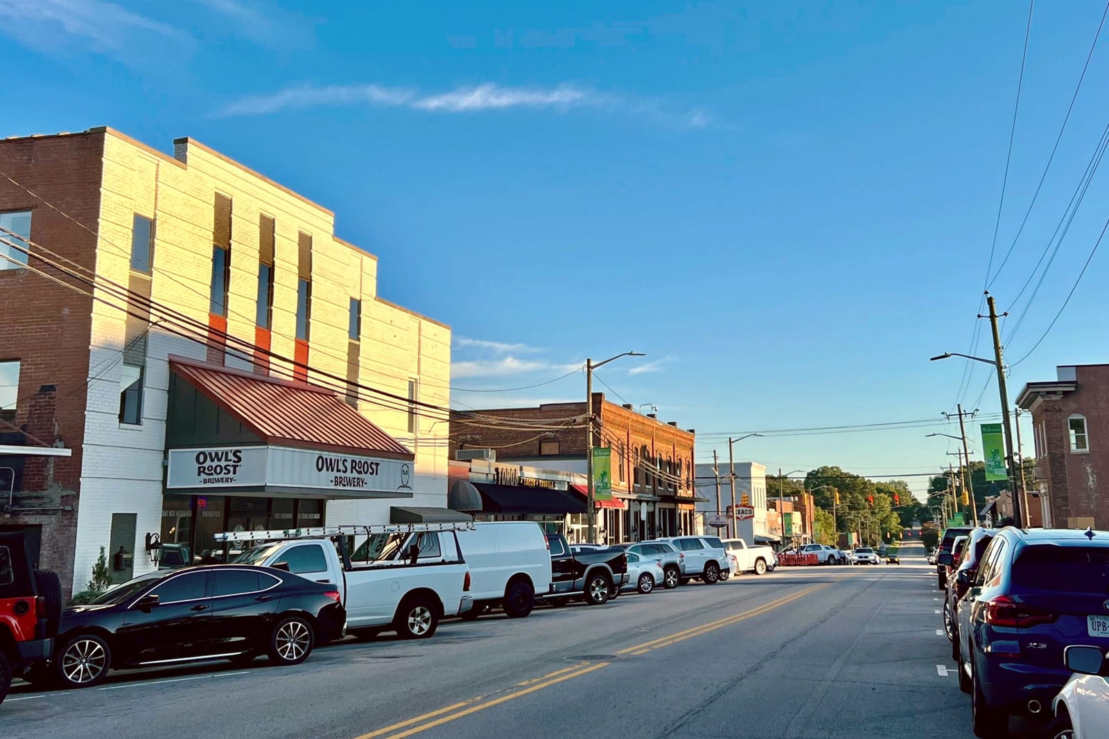 Homes in Franklinton, North Carolina at dusk